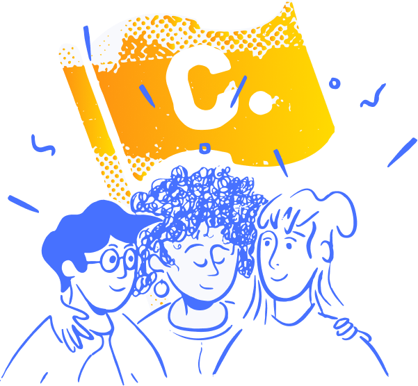 Group of three people with arms around each other, under a Change.org flag logo.
